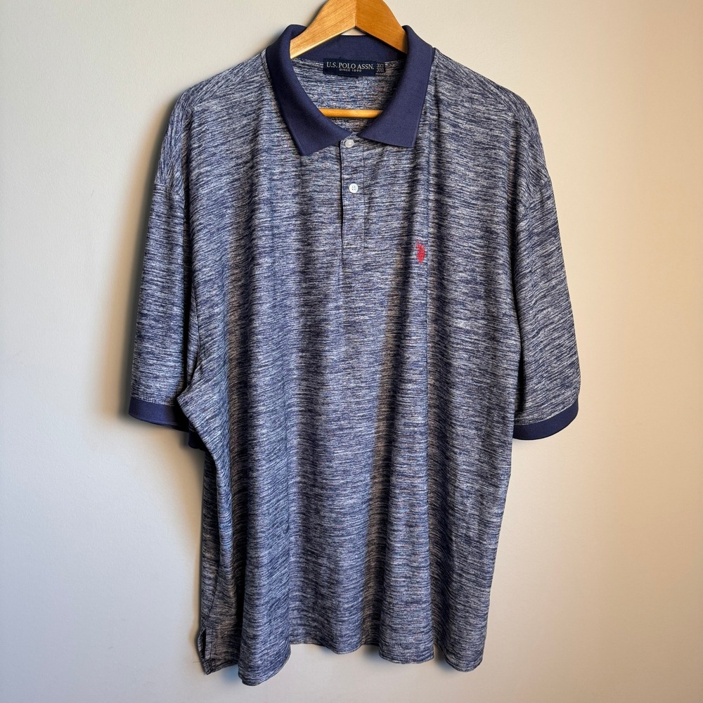 U.S. Polo Assn. 3XT Polo Shirt Blue Heather Short Sleeve Preppy Golf Clubhouse
